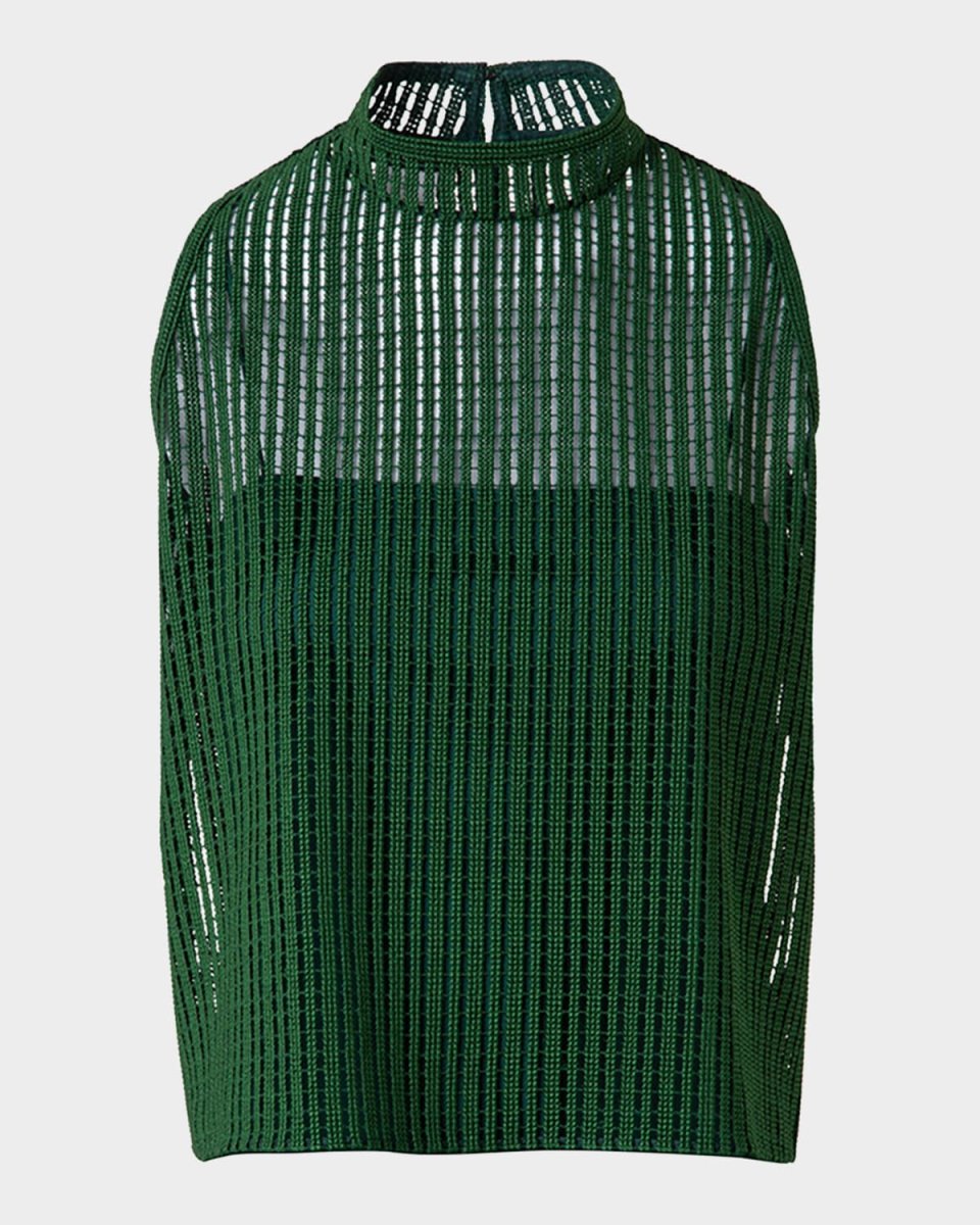 Stripes Embroidered Techno Sleeveless Top